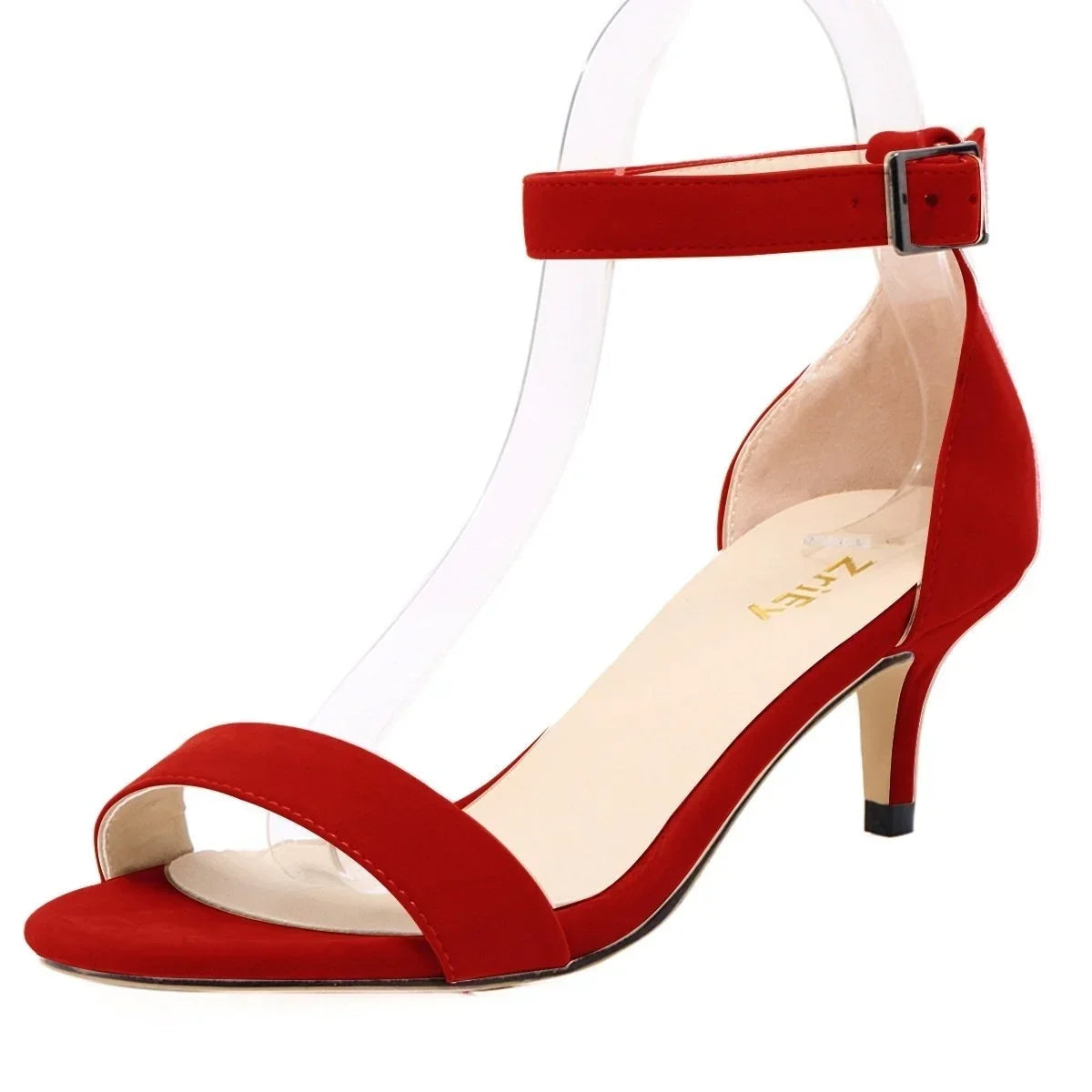 LOSLANDIFEN Low Heels Ankle Strap Sandal Open Toes Sexy High  Wedding Party Shoes Plus Size Sandals 105-2VE
