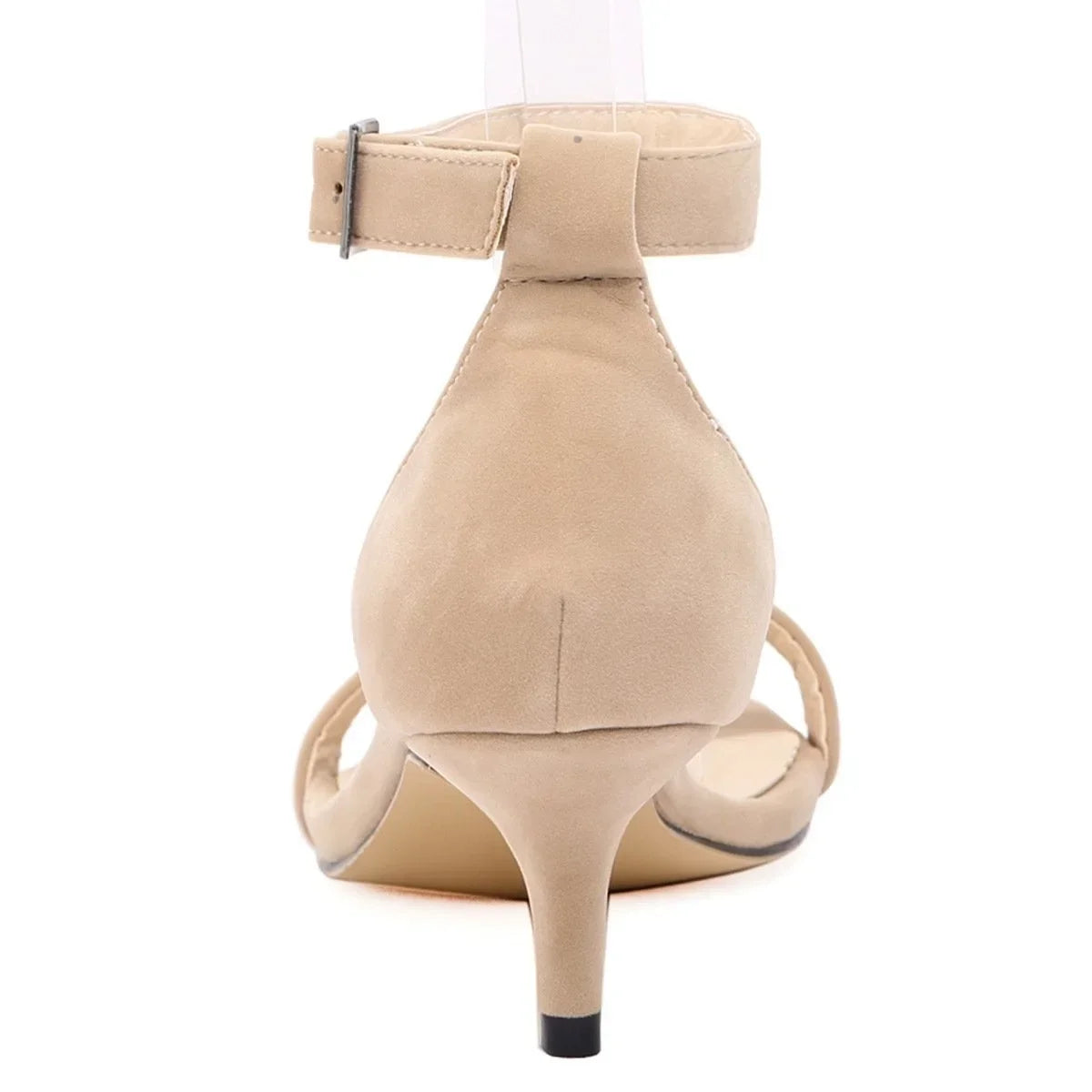 LOSLANDIFEN Low Heels Ankle Strap Sandal Open Toes Sexy High  Wedding Party Shoes Plus Size Sandals 105-2VE