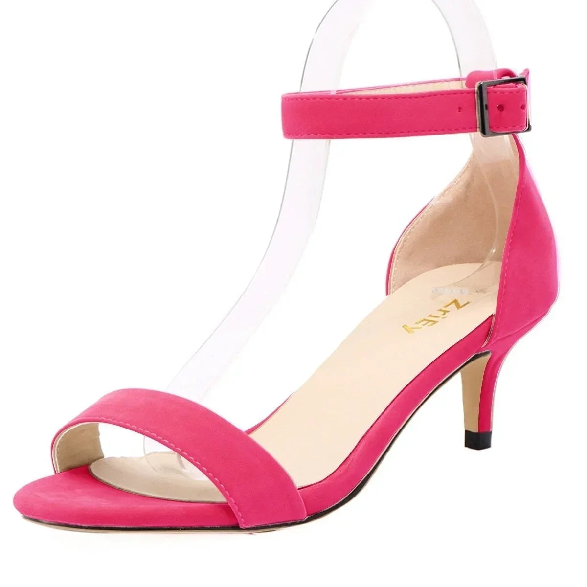 LOSLANDIFEN Low Heels Ankle Strap Sandal Open Toes Sexy High  Wedding Party Shoes Plus Size Sandals 105-2VE