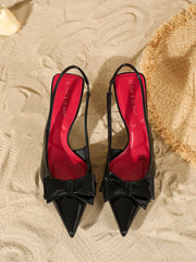 Ladies Butterfly Knot Decorated Pointed Toe Slim High Heels Elegant Footwear