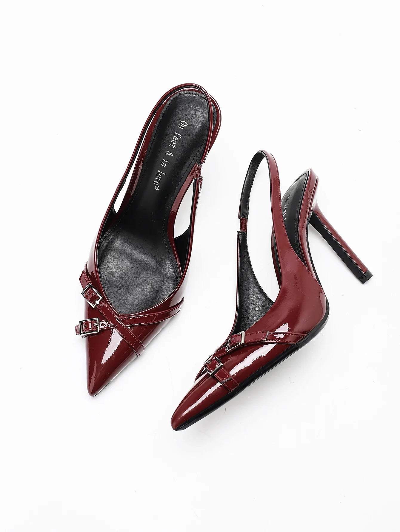 Ladies' Elegant Patent Leather Pointed-Toe Stilettos