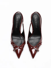 Ladies' Elegant Patent Leather Pointed-Toe Stilettos