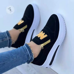 Large Size Athletic Sneakers Casual Sports Shoes Front Zip Single Shoes Non-slip Comfortable Loafers