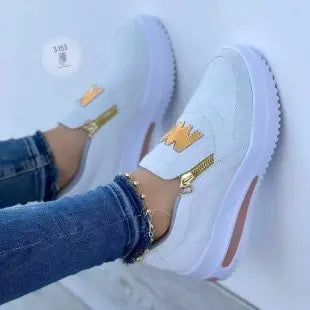 Large Size Athletic Sneakers Casual Sports Shoes Front Zip Single Shoes Non-slip Comfortable Loafers