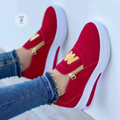 Large Size Athletic Sneakers Casual Sports Shoes Front Zip Single Shoes Non-slip Comfortable Loafers