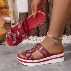 Large Size Roman Style Sandals Open Toe Beach Slippers Wedges Comfortable Slip-On Shoes Women