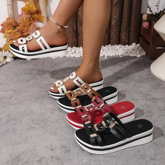 Large Size Roman Style Sandals Open Toe Beach Slippers Wedges Comfortable Slip-On Shoes Women