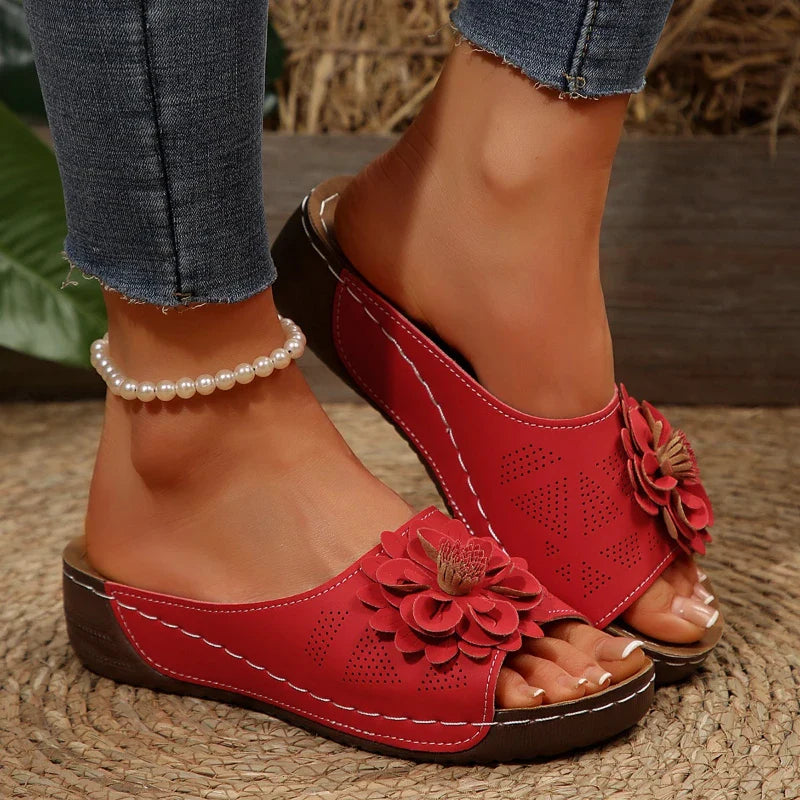 Large Size Roman Style Hollow Out Lightweight Slip-On Shoes Sewing Line Cross-Border Platform Slippers