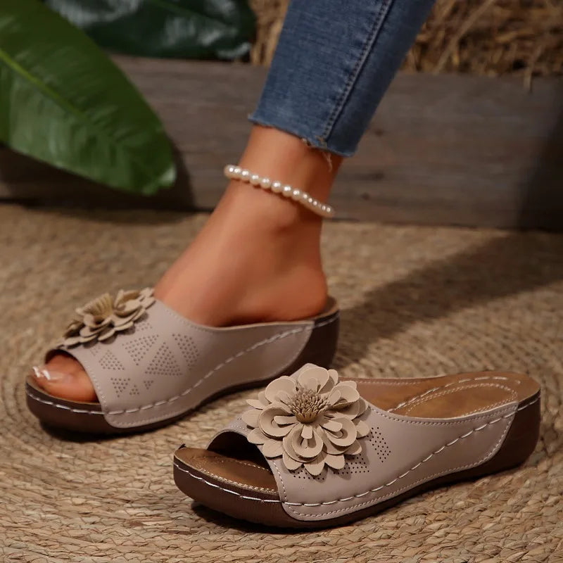 Large Size Roman Style Hollow Out Lightweight Slip-On Shoes Sewing Line Cross-Border Platform Slippers