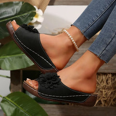 Large Size Roman Style Hollow Out Lightweight Slip-On Shoes Sewing Line Cross-Border Platform Slippers