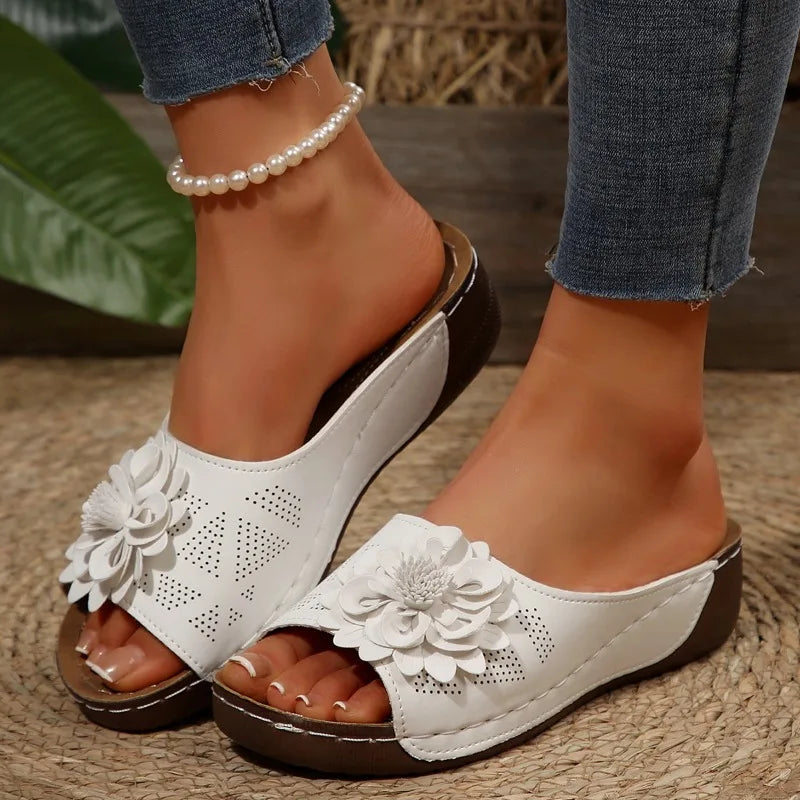 Large Size Roman Style Hollow Out Lightweight Slip-On Shoes Sewing Line Cross-Border Platform Slippers