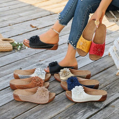 Large Size Roman Style Hollow Out Lightweight Slip-On Shoes Sewing Line Cross-Border Platform Slippers