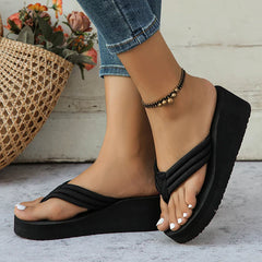 Lightweight Wedge Flip Flops Clip Toe Platform Slippers Woman Thick Bottom Non Slip Beach Slides