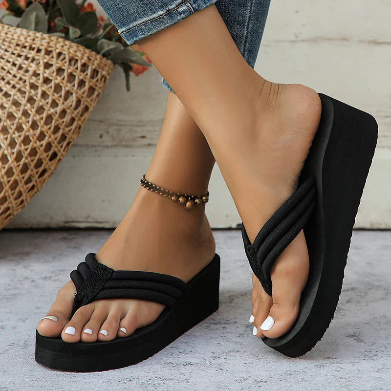 Lightweight Wedge Flip Flops Clip Toe Platform Slippers Woman Thick Bottom Non Slip Beach Slides