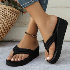 Lightweight Wedge Flip Flops Clip Toe Platform Slippers Woman Thick Bottom Non Slip Beach Slides