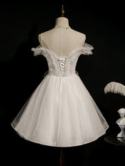 Lovely Ivory Sweetheart Beaded Tullle Homecoming Dress Party Dress