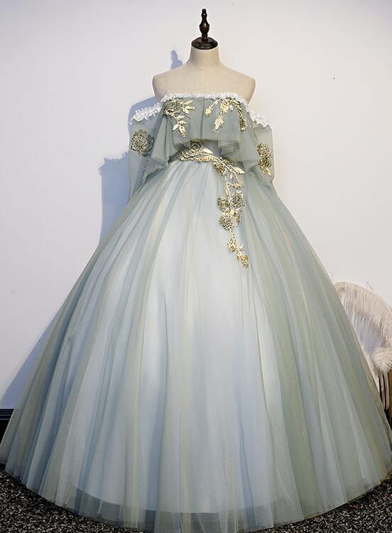 Lovely Off Shoulder Light Green Ball Gown Sweet 16 Dress