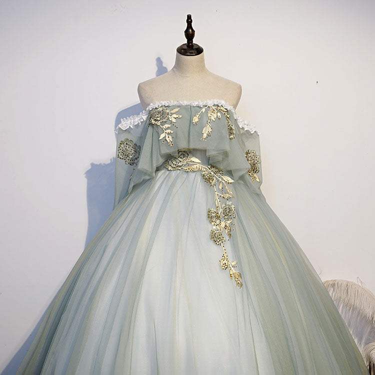 Lovely Off Shoulder Light Green Ball Gown Sweet 16 Dress