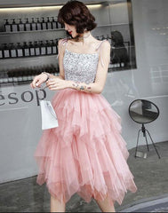 Lovely Pink Sequins and Tulle Short Party Dresses