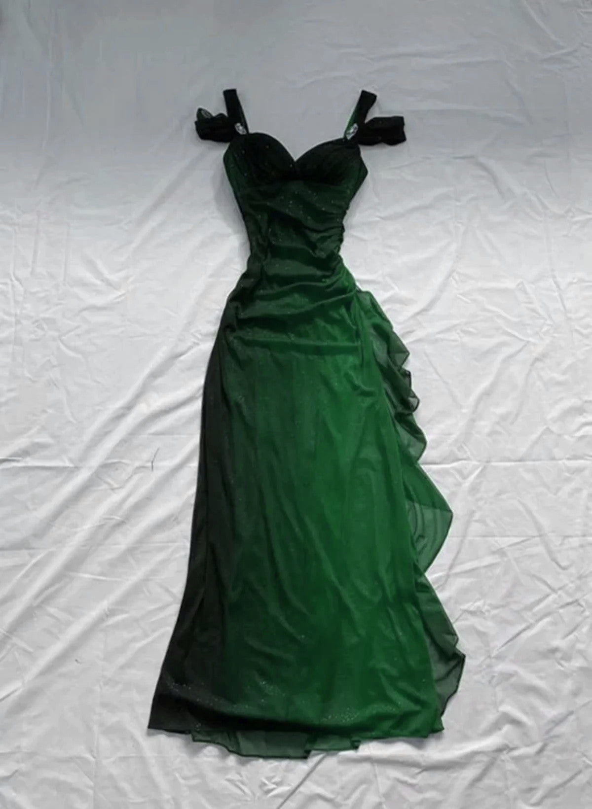 Vestido largo de fiesta de gasa verde Vestido de graduación 