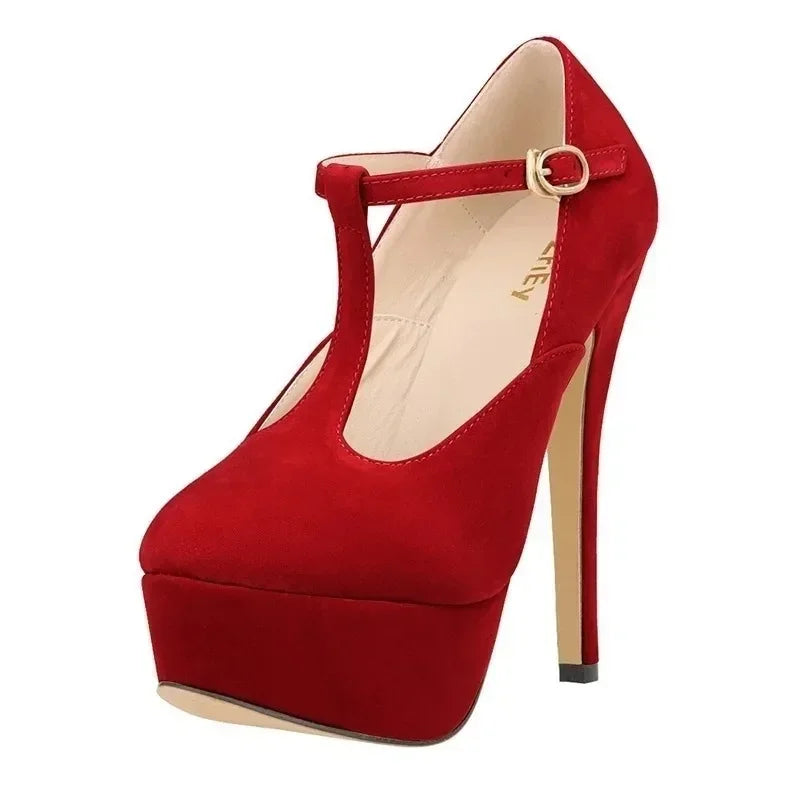 Men  Pumps Crossdresser Belt Buckle 14cm Sexy Ankle Strap Sandals Platform High Heels Party Dress Unisex Prom Shoes Large Size
