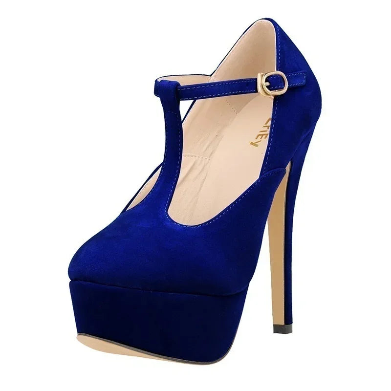 Men  Pumps Crossdresser Belt Buckle 14cm Sexy Ankle Strap Sandals Platform High Heels Party Dress Unisex Prom Shoes Large Size