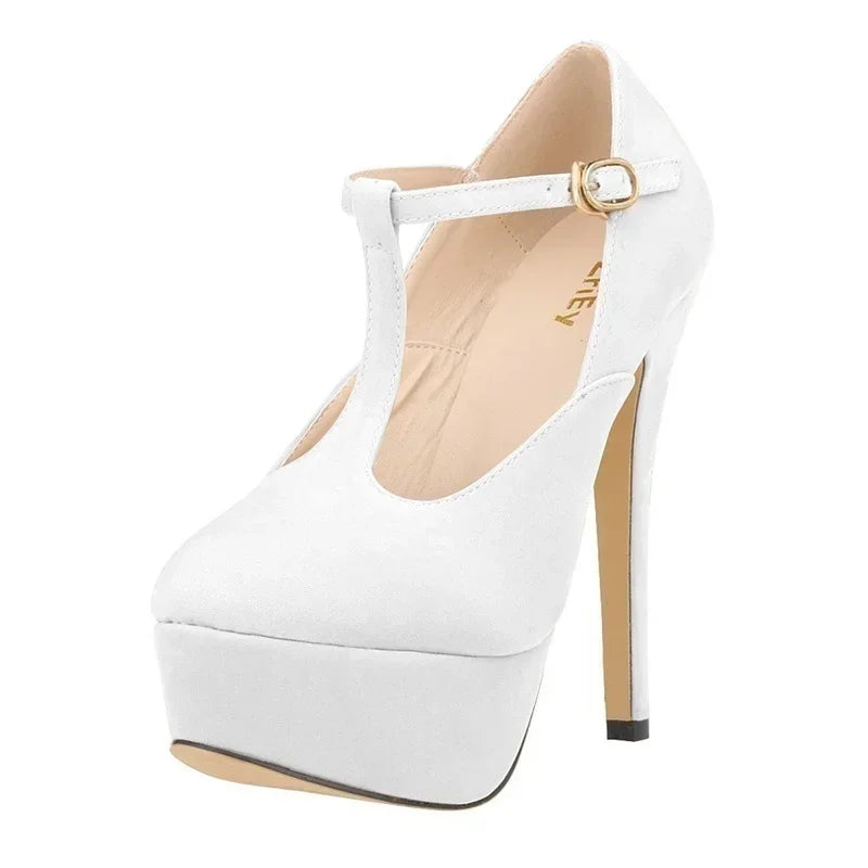 Men  Pumps Crossdresser Belt Buckle 14cm Sexy Ankle Strap Sandals Platform High Heels Party Dress Unisex Prom Shoes Large Size