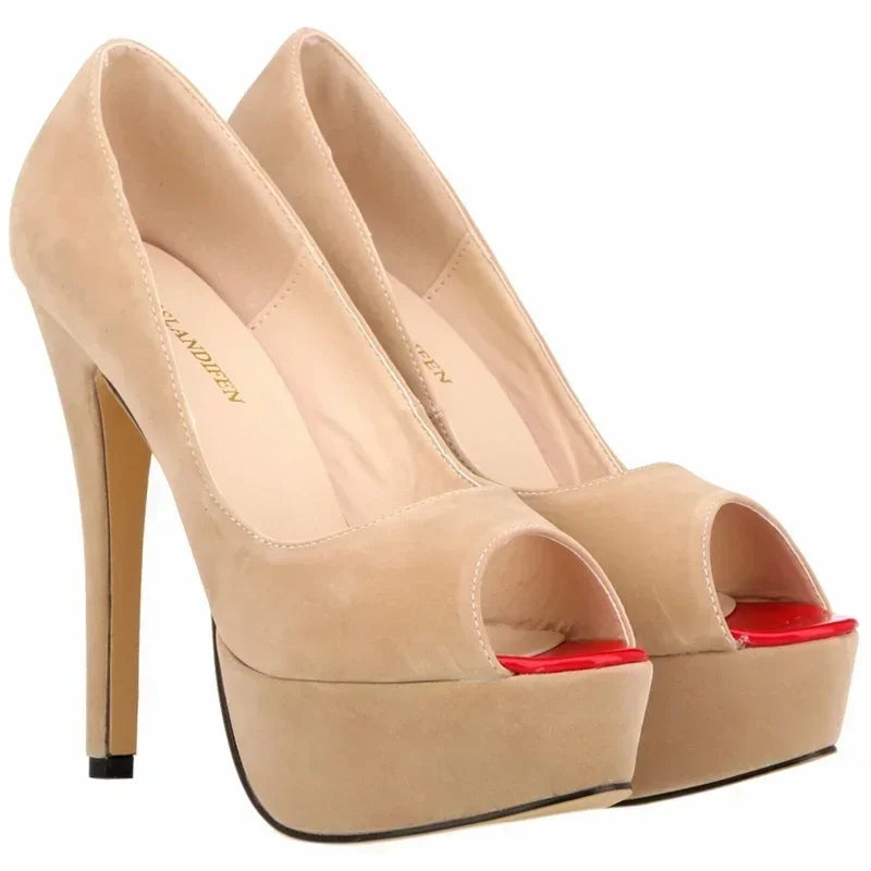 Men's Platform High Heels 14cm Cross-dresser Unisex Drag Queen Sandals Sexy Peep Toe Ankle Strap Stilettos Pumps Party Shoes
