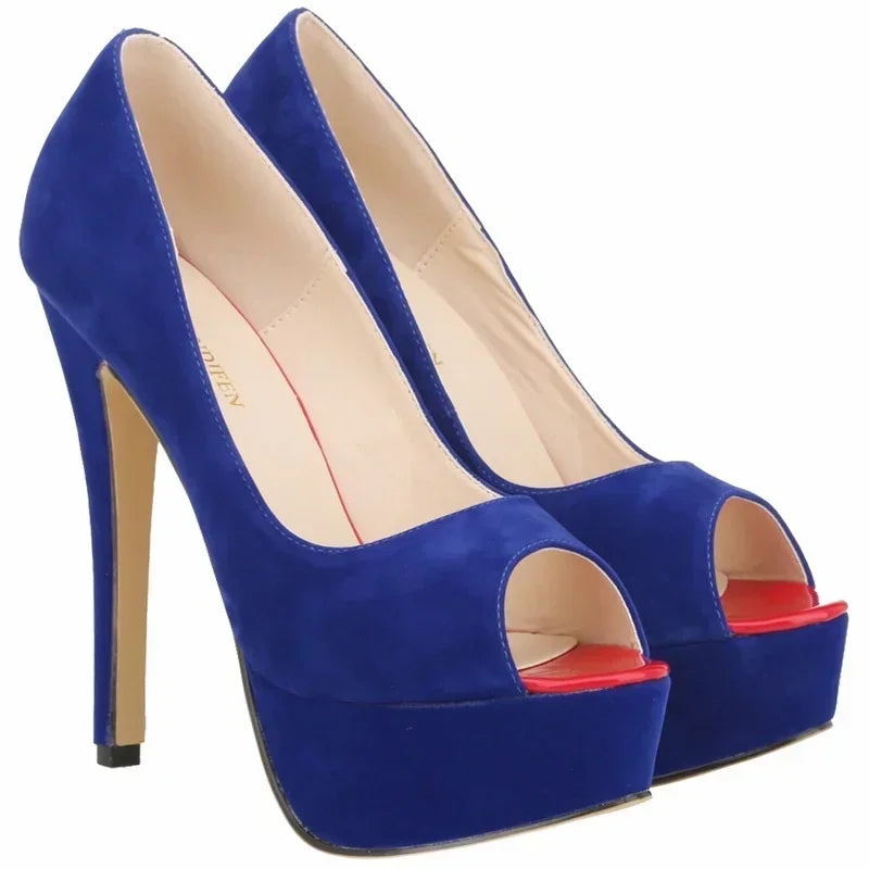 Men's Platform High Heels 14cm Cross-dresser Unisex Drag Queen Sandals Sexy Peep Toe Ankle Strap Stilettos Pumps Party Shoes