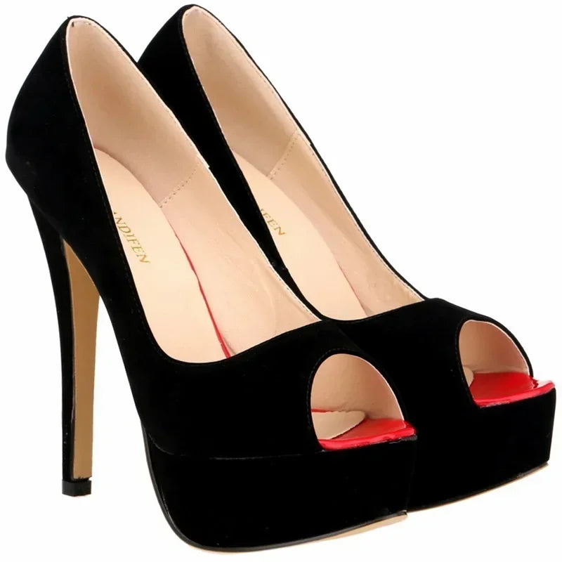Men's Platform High Heels 14cm Cross-dresser Unisex Drag Queen Sandals Sexy Peep Toe Ankle Strap Stilettos Pumps Party Shoes
