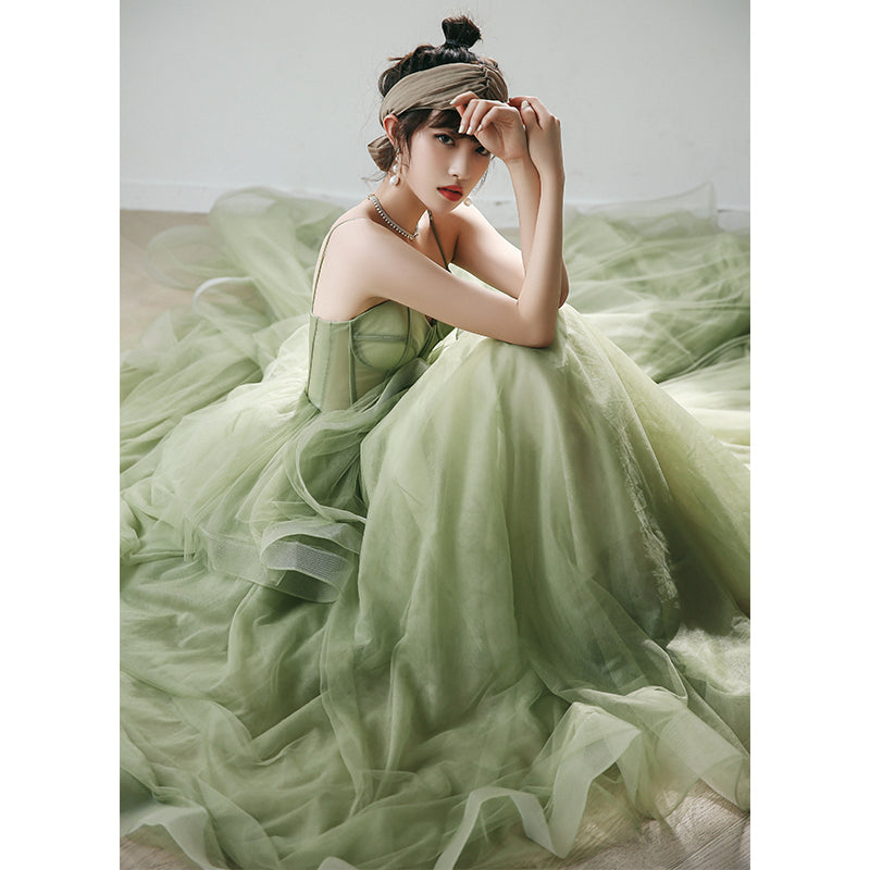 Mint Green Tulle Sweet 16 Long Formal Dress