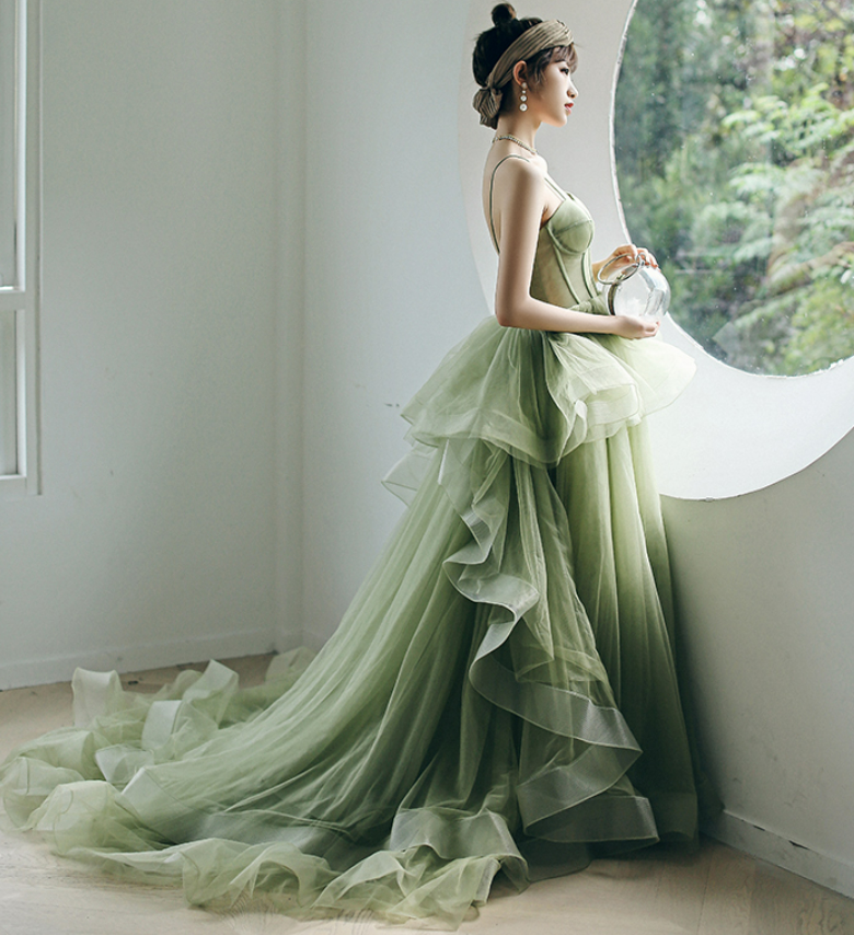 Mint Green Tulle Sweet 16 Long Formal Dress