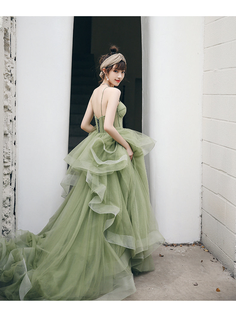 Mint Green Tulle Sweet 16 Long Formal Dress