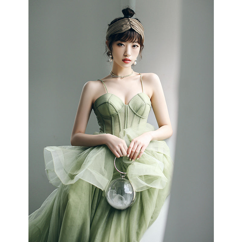 Mint Green Tulle Sweet 16 Long Formal Dress