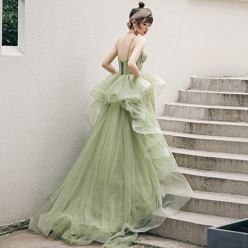 Mint Green Tulle Sweet 16 Long Formal Dress