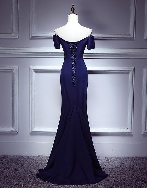 Navy Blue Mermaid Sweetheart Long Evening Dress