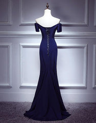 Navy Blue Mermaid Sweetheart Long Evening Dress