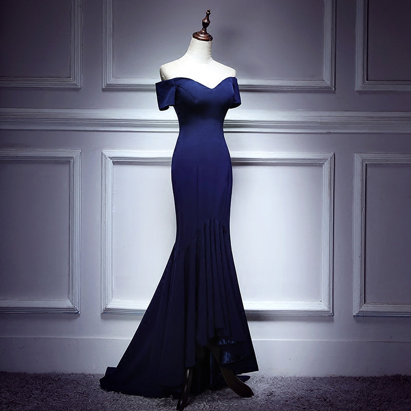 Navy Blue Mermaid Sweetheart Long Evening Dress