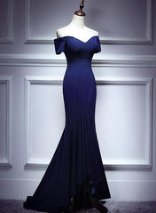 Navy Blue Mermaid Sweetheart Long Evening Dress