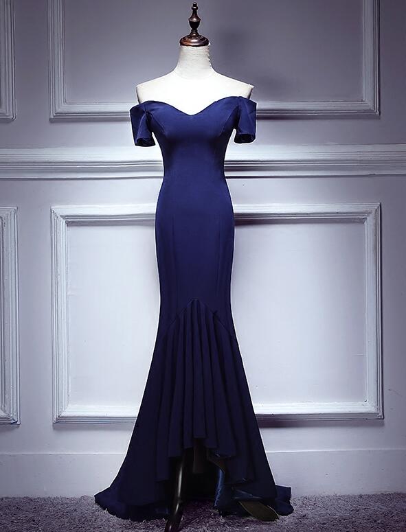 Navy Blue Mermaid Sweetheart Long Evening Dress