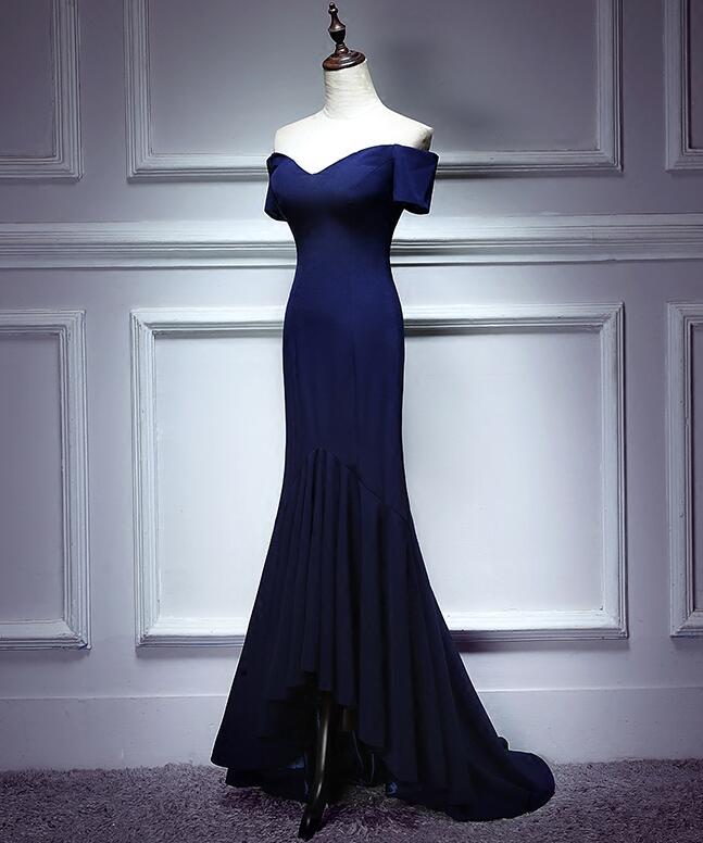 Navy Blue Mermaid Sweetheart Long Evening Dress