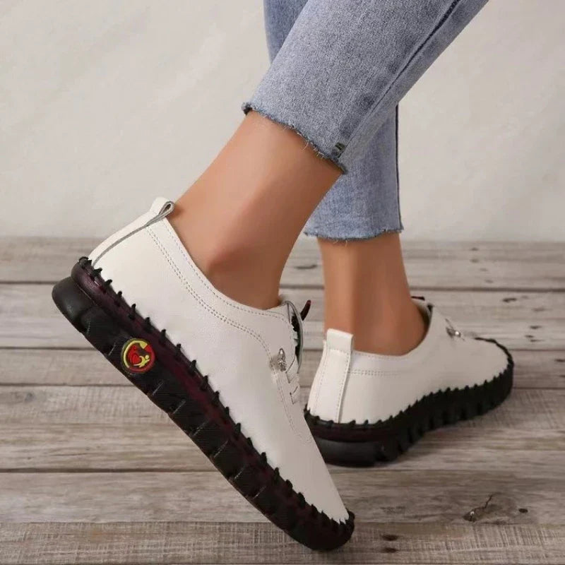 Designer Leather Loafers Casual Shoes Comfortable Slip on Shoes HSewing Thread Mom Shoes Zapatillas De Mujer
