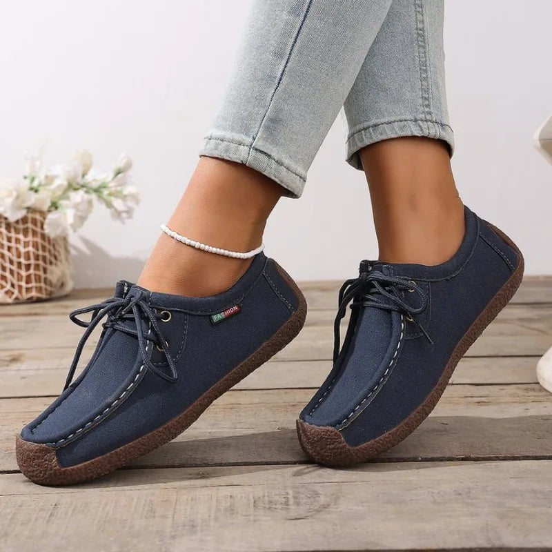 Arrival Casual Shoes Suede Leather Flats Sneakers Lace Up Moccasins Shoes Loafers Plus Size 35-43