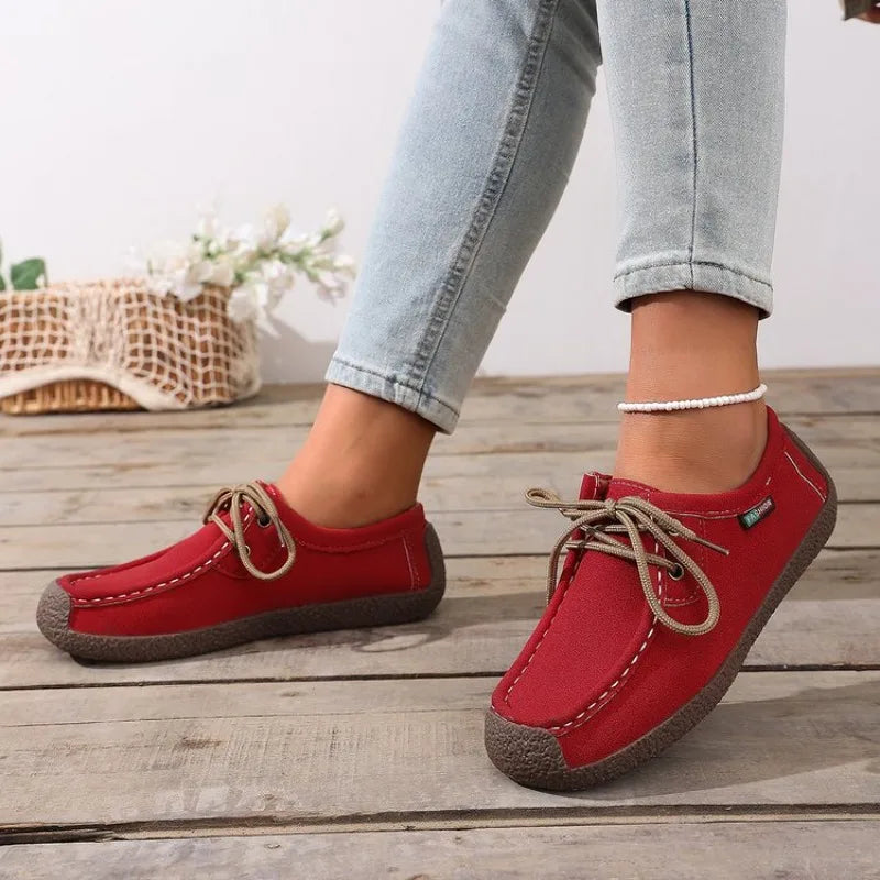 Arrival Casual Shoes Suede Leather Flats Sneakers Lace Up Moccasins Shoes Loafers Plus Size 35-43