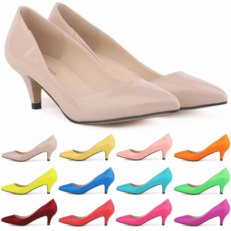 Classic Sexy Pointed Toes 5cm Low Med Kitten High Heels Pumps Shoes BrDesign Black Red Dress Wedding Shoes