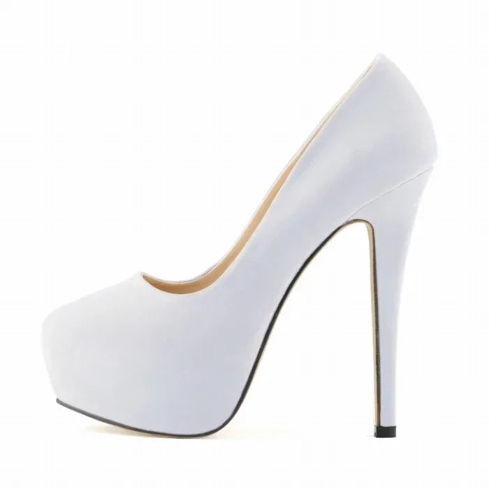 Cross-dresser Men's Platform Pumps Unisex Queen 14cm Sexy Party Nightclub Court Flock Concealed Round Toe High Heels Shoes
