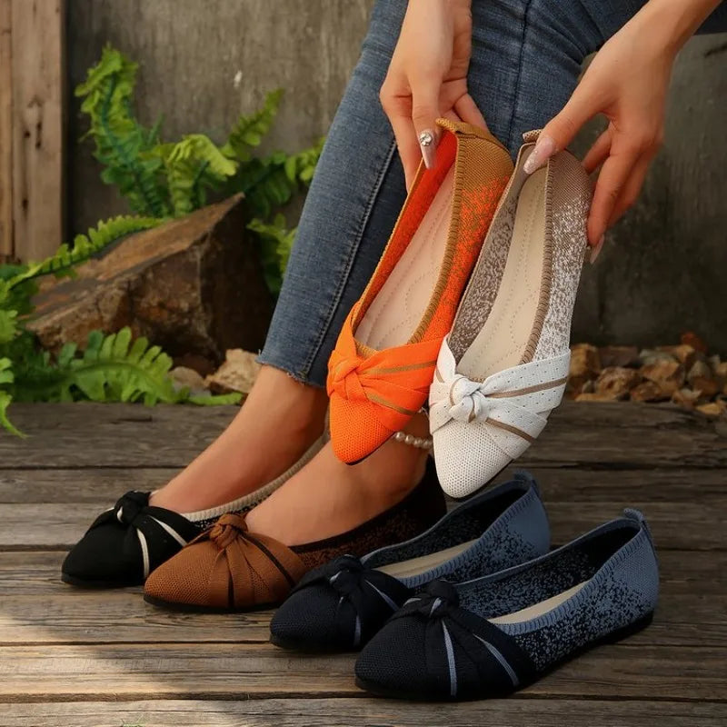 Pointed Toe Autumn Comfortable Casual Single Shoes Light Mouth Large Size Lightweight Flat Shoes Women