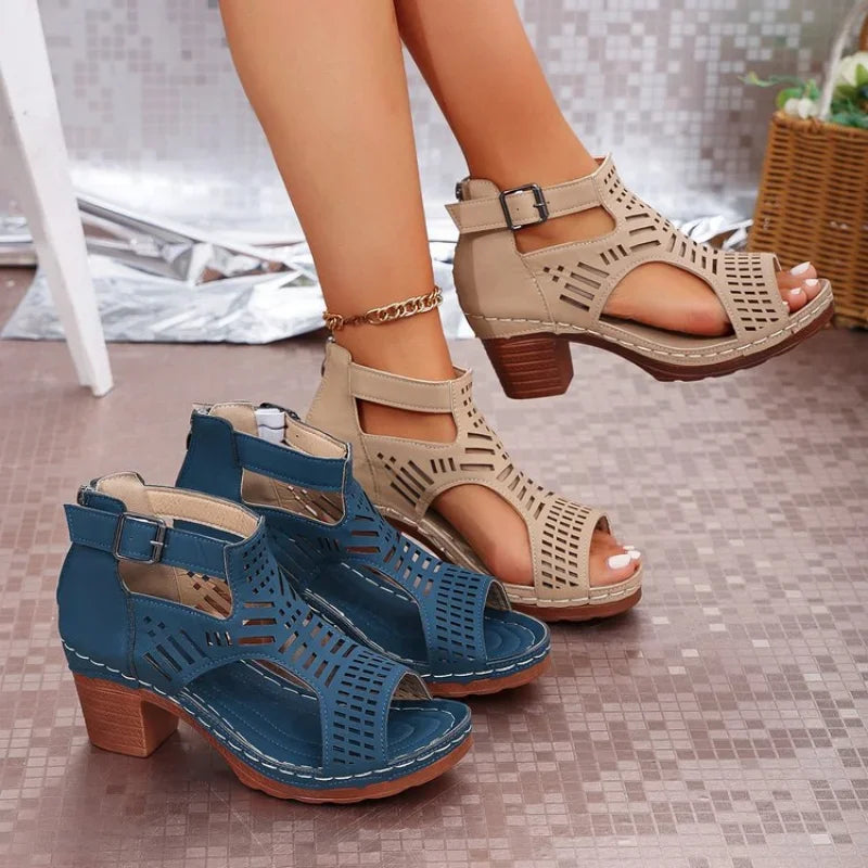 High Heel Sandals Retro Gladiator Casual Rome Woman Shoes Elegant Sandals Platform Sandals