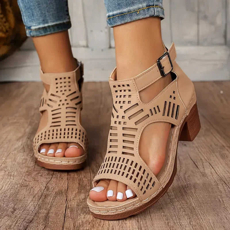 High Heel Sandals Retro Gladiator Casual Rome Woman Shoes Elegant Sandals Platform Sandals