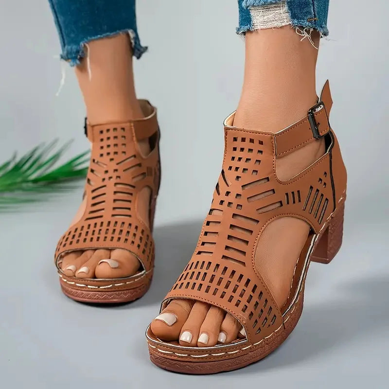 High Heel Sandals Retro Gladiator Casual Rome Woman Shoes Elegant Sandals Platform Sandals